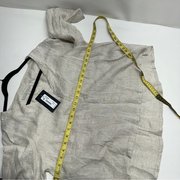 BRYN Walker Lily SMALL Light Linen Round Neck Ruffle 3/4 Bell Sleeve High-Low - Picture 9 of 11